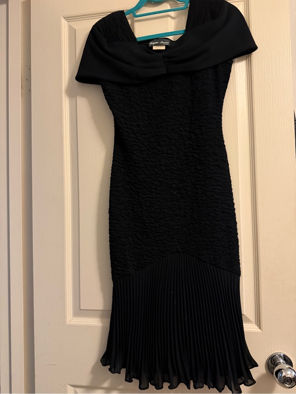 Black Textured & Pleated Cocktail Dress